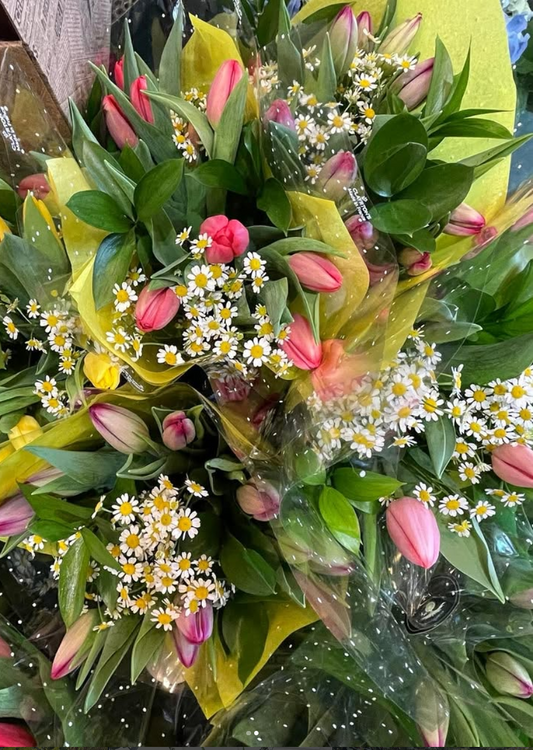 Bouquet de tulipes avec Camomille